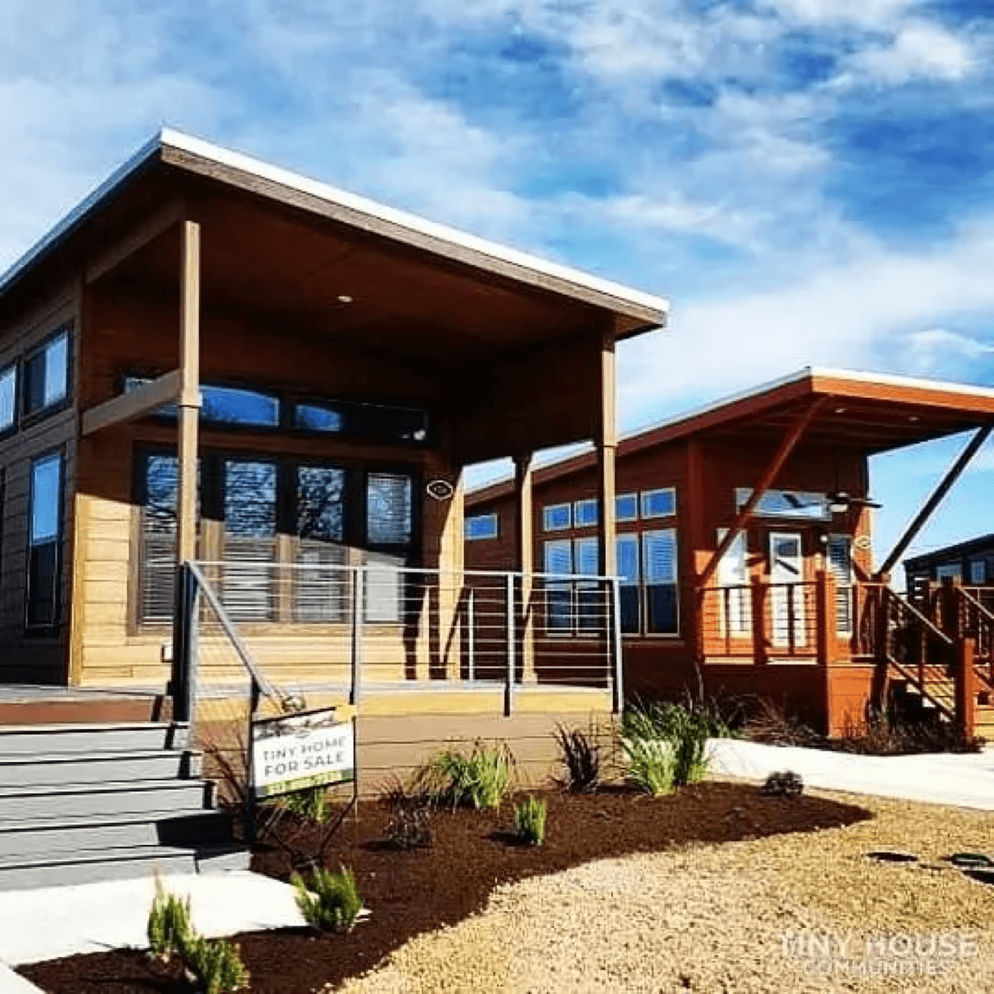 Gated resort-style entry and landscaped drives at Majestic Hills Tiny Home Community in Willis, Texas.