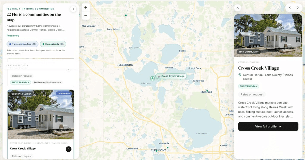 Florida tiny home communities map