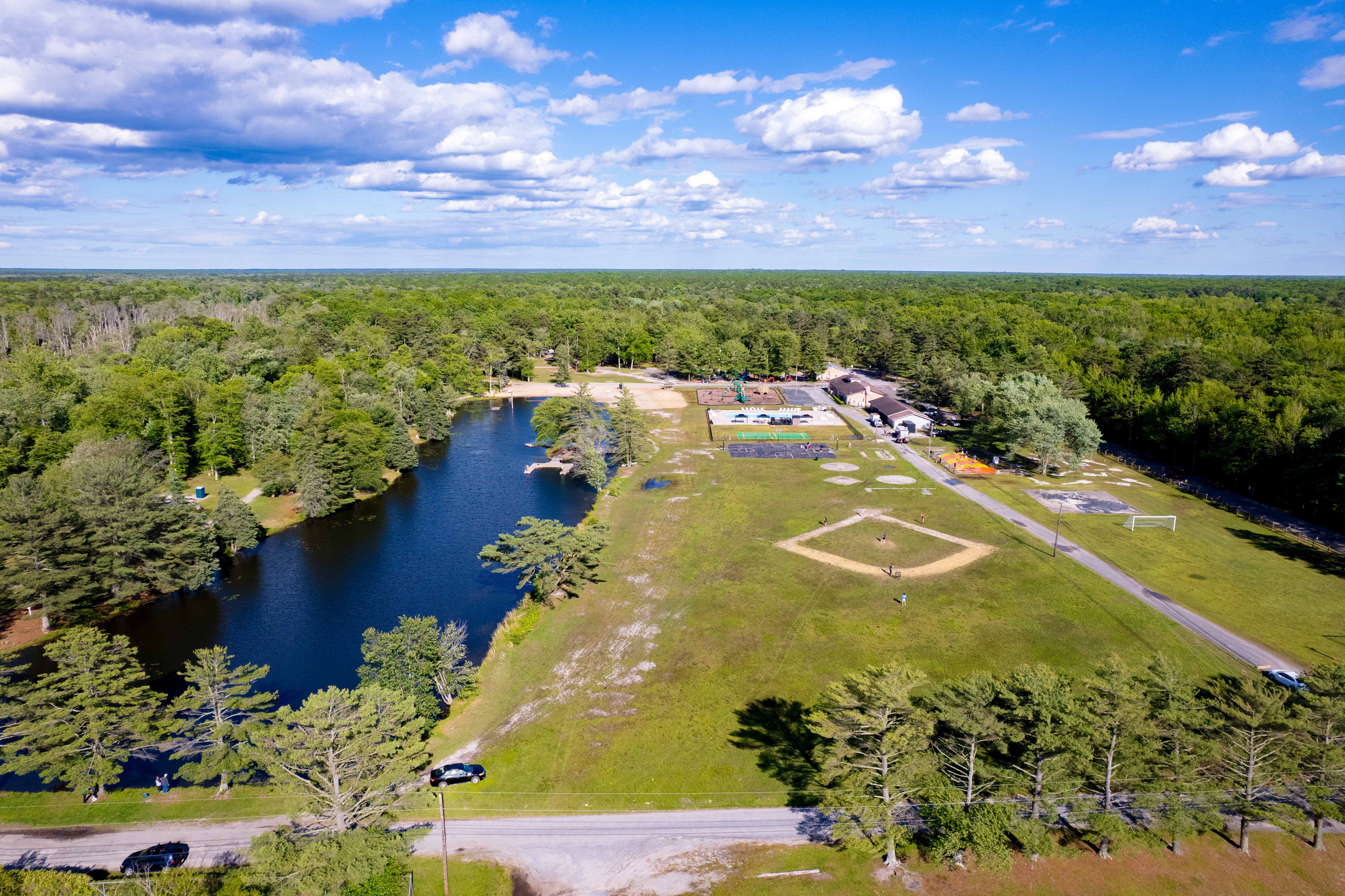 Pool and recreation areas at Buena Vista Campground in Buena, Atlantic County, New Jersey.